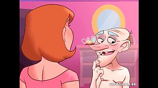 Old Pervert Fucks Hot Maid Aninha and MILF Mistress Hard - Anal, Blowjob, Rough Cartoon Sex