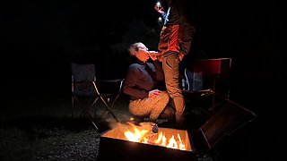 Rough Sex in a Public Park - Big Tits Exposed by the Fire!