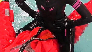 Human Life Raft - Inflated Suit Slave Pool Domination