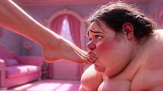 Ugly Fat SSBBW Humiliated Licking Beautiful Woman's Feet