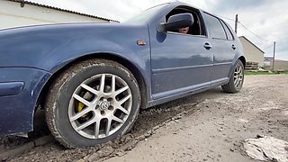 Stuck in Mess Cranking - Heel Pedal Pumping to Hand job & Messy Oral job!