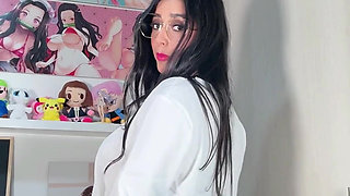 POV Latina Teacher Teaching Anatomy Class with Her Huge Tits and Ass