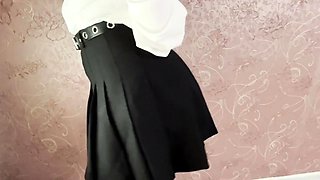 Stepbro rubs and cums on stepsis's pussy and panties