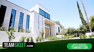 Nanny has a fat kick on her boss, and she's decided to ruin his life with her teen cunt