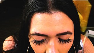 Busty brunette emo pov blowjob