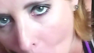 Purple Sports Bra Titjob Sends Cum Flyin
