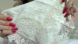 We Smell White Antique Cloth Handkerchiefs - Lady Victoria Valente