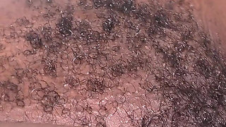 Black Hairy Pussy Fucked and Filled by a Big White Cock and a Sticky Load of Semen