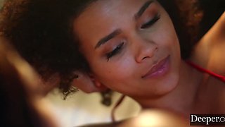 Sensual threesome with perfect Ebony babes Shy Alina and Harley