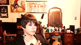 Short-Haired Crossdresser Cutie on Webcam