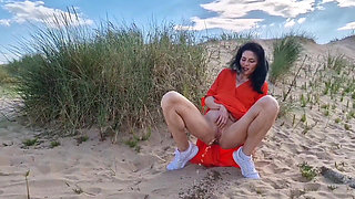 Naked Exhibicionist on Beach