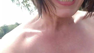 Unrestrained Nude Run with Splashes at the Lake