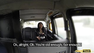 Channel Santos fake taxi brunette slobbers on cock in the back seat
