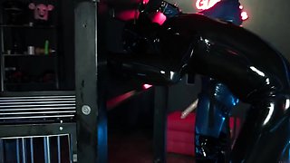 MILF goddess in latex pegging pitiful slave doggystyle