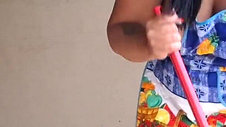 Hotwife Cleaning the Yard in Just an Apron and Slutty Panties