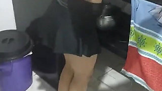 My Wife Cooks Sausages and Hallacas for Me Because I'm Very Hungry and While You See How She's Naked, She Loves to Cook Like Tha