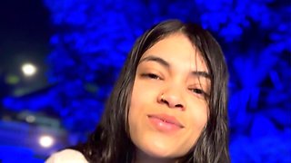 Stunning babe rides my cock after the party