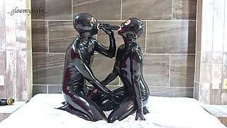 Double dildo fun  T1, sucking and licking - Alex Latex