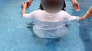 A Hot Couple's Risky Fun in the Swimming Pool.