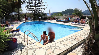 His Wife Can't Satisfy Him, so He Fucks Me Right by the Hotel Pool!