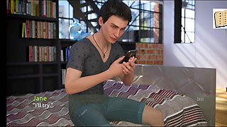 Hentai visual novel featuring a busty brunette with a big ass and petite chest