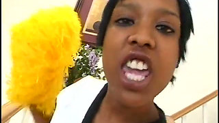 Horny black cheerleader taking white cock