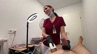 Laser on balls, cock in throat