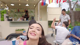 Jesus' Outdoor Latina Passion Fuels Wild Public Heat