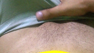 Pov young Brazilian guy masturbating big thick dick wearing the Brazilian national team uniform