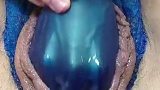 Fisting Dildo Creamy Masturbation- Vibrator Orgasm in Crotchless Panties