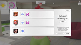 Eden fucks Zoe in a bathroom standing position