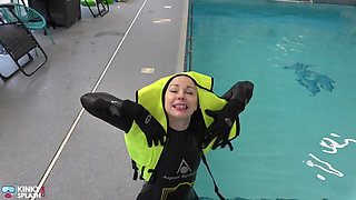 Neoprene Lust: Inflatable Snorkel Vest Pleasure in the Pool