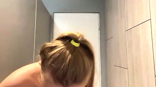 Extreme Squirting and Fucking with Big Dildo in the Changing Room
