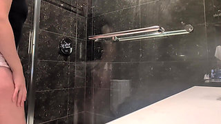 Skinny Petite Slut Masturbates in Shower After Stripping