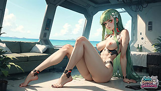 Green-haired Coffee Goddess at Urban Beach