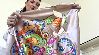 Destroying Shiny Satin Scarves! Watch and Cum All Over the Shredded Fabric at the End! Lady Victoria Valente