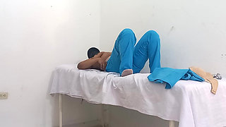 My Nurse Massages Her Pussy and Moans with Pleasure in Her Office