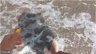 Risky Public Beach Masturbation Nude Walk Pussy Play And Peeing Thrill
