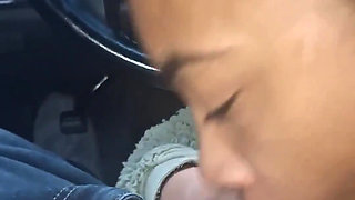 Petite Ebony Teen Blowjob in Car