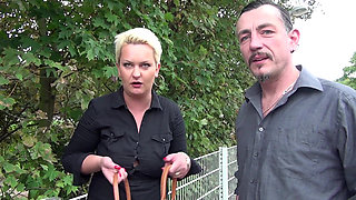 Sexy chubby blonde picked up and anally fucked outdoor