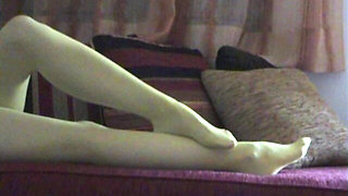 Relaxing in Yellow Pantyhose