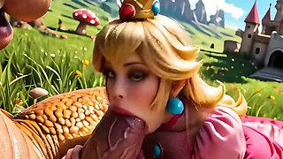 Mario's princess gets slammed by big cock in the castle yard