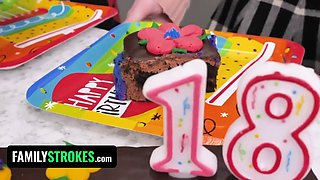 Little eighteen years old beauty pounds sales agent under step-mother and stepdad's guidance