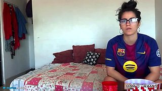 Watching Football Game, Latina Teen Loses Bet, Big Ass Blowjob POV