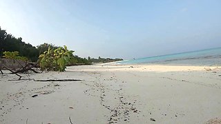 Blonde Solo Female's Nudist Walk on the Beach