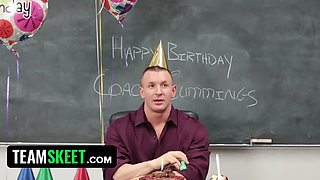 Naughty teen Chi Chi Medina fucks coach cummings for his birthday