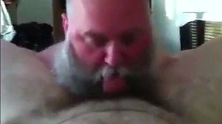 Bearded Daddy Sucks Big Cock