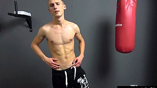 Hot Athletic Czech Boy Muscle Worship and Big Dick Handjob