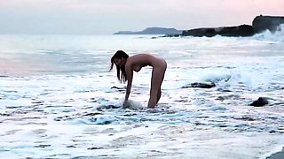Lewd brunette ashley storm jerks big cock outdoor
