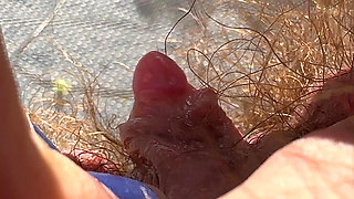 Amateur Hairy Girl Mastubates in Closeup with Huge Clit